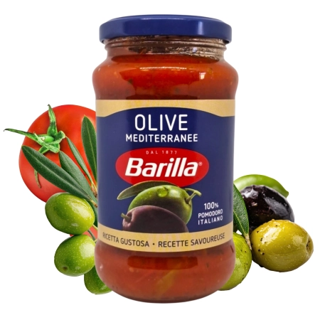 Barilla Olive Sos pomidorowy z czarnymi i zielonymi oliwkami 400g
